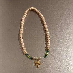 Gold and Green Beaded Necklace for summer